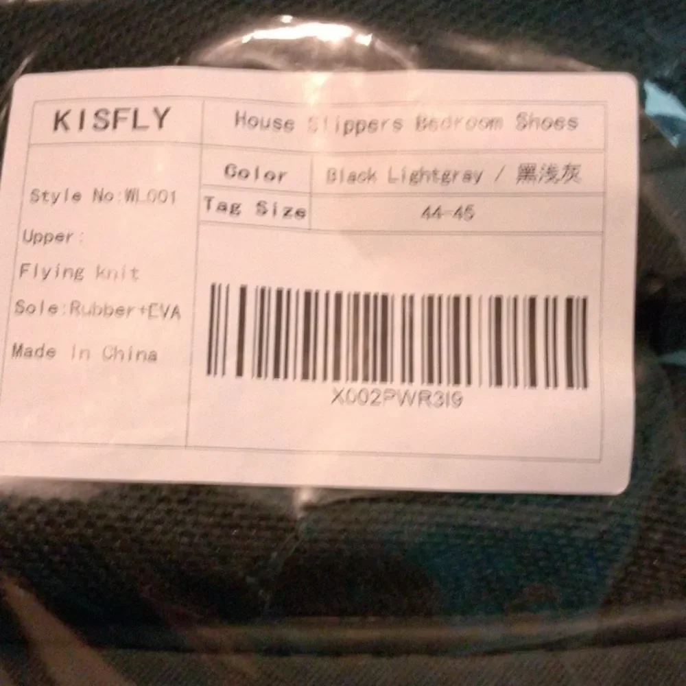 Nwt Kisfly Black House Slippers Size 11-12